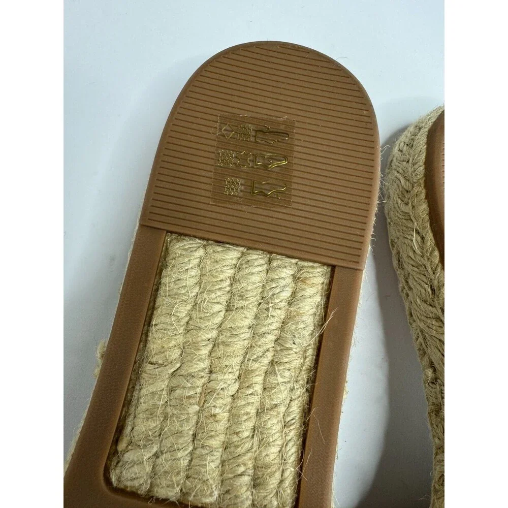 J. Crew Size 10 Raffia Woven Slip On Espadrille Sandals Beige Natural Casual NWT